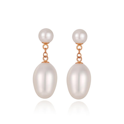 RETRO CHIC意大利复古创意饰品 18K金珍珠垂坠耳钉 商品图3