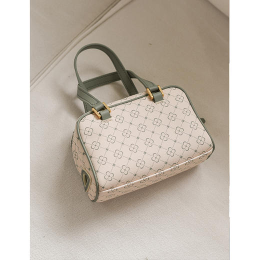 simpleretro波士顿包迷你小包包女秋斜挎包法式印花手提包 商品图4