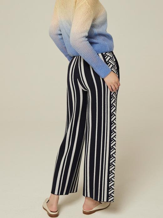 羊绒竖条直筒九分阔腿裤 SJF94K257K 商品图2