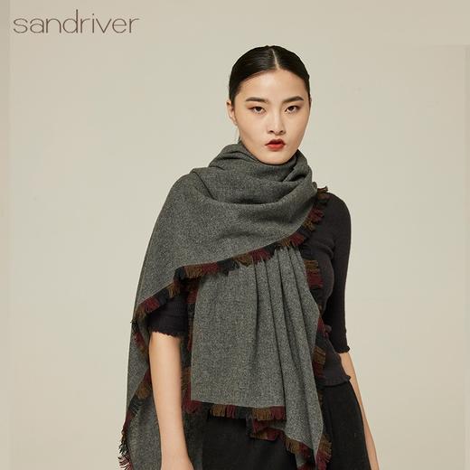 羊绒素色拼散须边 SJF94P395W 商品图0