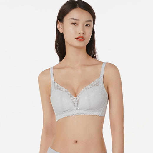 都市丽人自然舒适B杯常规内衣蕾丝中厚3/4杯文胸四排扣无钢圈LB25B5 商品图0