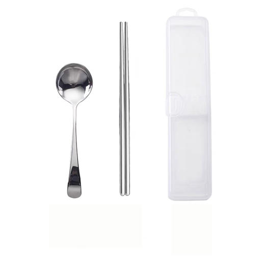 银貂艾伦304食品不锈钢镜面便携式筷勺两件套 商品图1