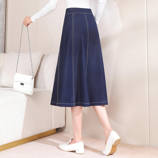 2022秋季新款半身裙时尚高腰A字裙长款大摆裙牛仔裙TY-A109 商品图2