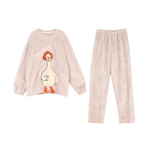 都市丽人生活家居女士长毛绒套装长毛绒厚家居服长袖睡衣LH22F4 商品图5