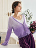 OLrain欧芮儿法式紫色开襟毛衣女早秋2022新款显瘦渐变色针织开衫 商品缩略图1
