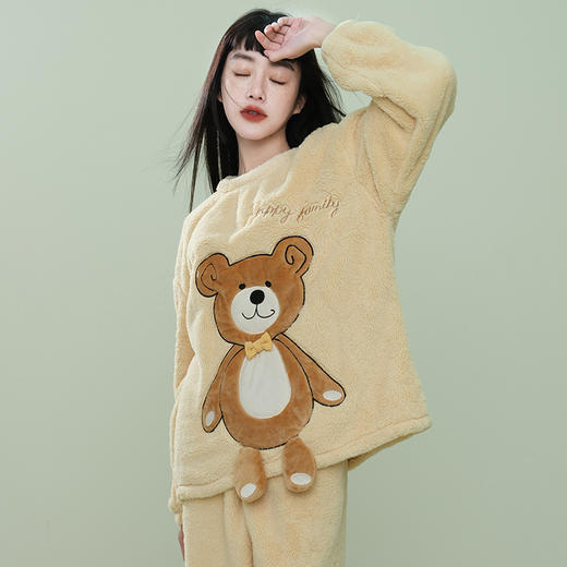 都市丽人生活家居女士长毛绒套装长毛绒厚家居服长袖睡衣LH22F4 商品图1