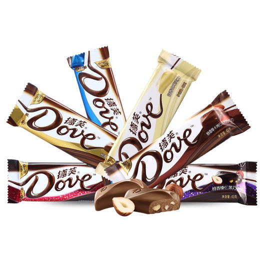 【食品酒水】德.芙巧克力牛奶纯黑白巧克力43g*12整盒装榛仁排块礼盒散装糖果 商品图1
