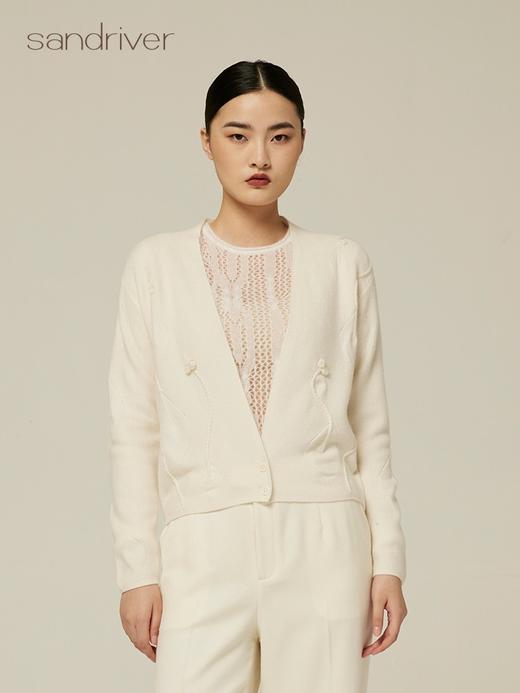 羊绒提花手工绣花外套 SJF94W220K 商品图0