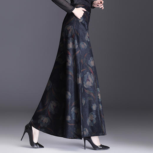 2022新款阔腿裤女秋冬高腰垂感喇叭大脚黑色显瘦长裤裙子 AL2705 商品图3