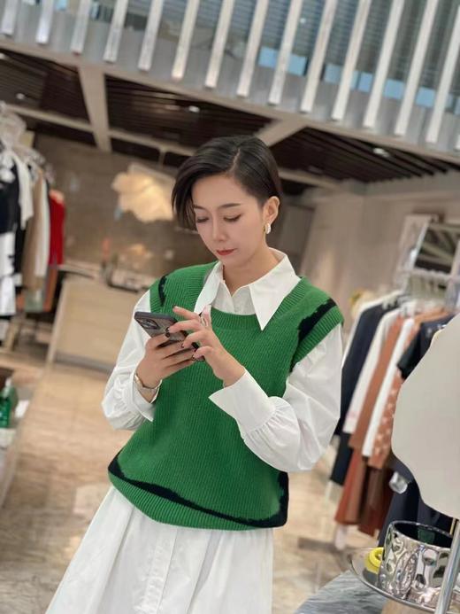 QG22133#美丽奴羊毛拼色针织马甲 商品图0