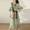 2022夏新款绿野仙踪荷叶边短袖A字裙系带撞色边喇叭袖显瘦连衣裙 KIS1033 商品缩略图3