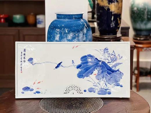 青花荷叶茶盘 商品图0