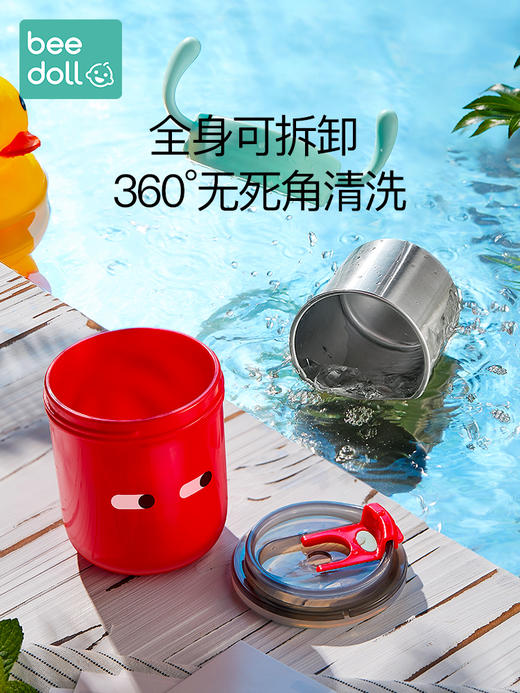 蓓兜儿童牛奶杯水杯带刻度家用不锈钢宝宝喝水杯子直饮吸管杯防摔 商品图1