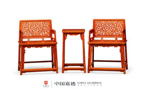 红桥红  家具严选  缅甸花梨（大果紫檀）【螭龙纹 玫瑰椅 三件套】