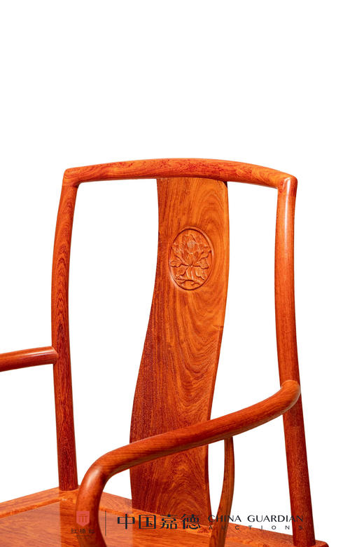 红桥红  家具严选  缅甸花梨（大果紫檀）【宝蕴楼扇形 南官帽椅】 商品图1