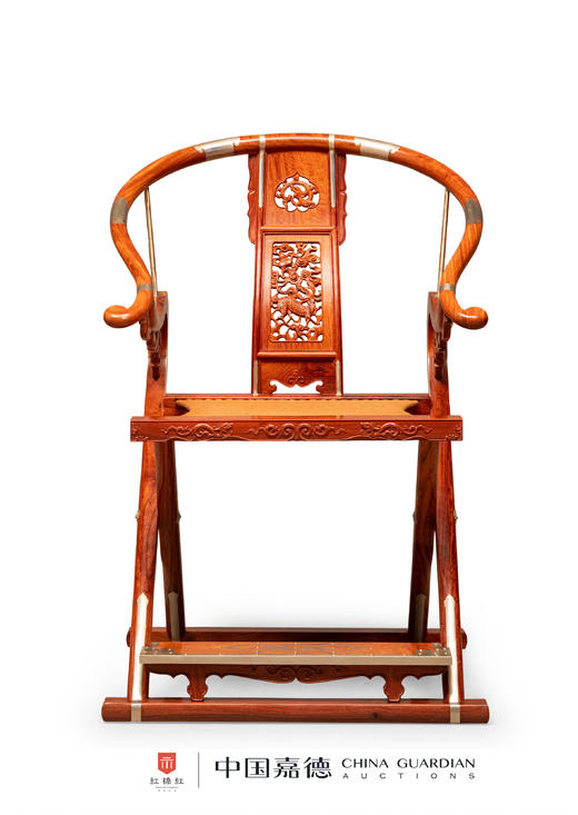 红桥红  家具严选  缅甸花梨（大果紫檀）【绳面 王款 麒麟纹交椅】 商品图0