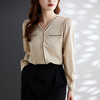 XZ-Q6675雪纺初秋T恤打底衫女百搭衬衫小香风V领时尚新潮别致显瘦 商品缩略图0