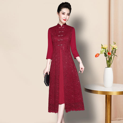 中老年女装新款气质婚宴婚礼喜庆连衣裙妈妈婆婆装LC2063 商品图1