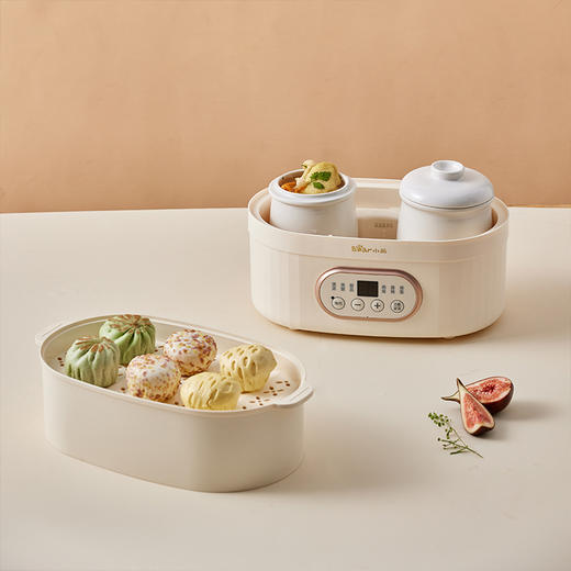 【小程序】小熊电炖锅陶瓷电炖盅隔水炖煲汤锅bb煲煲粥锅燕窝炖盅 DDZ-C10V1 米黄色 带蒸笼 商品图7