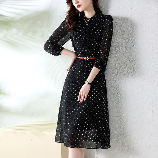 秋装新款，法式波点印花收腰连衣裙送腰带HR-CPYY22025 商品图1