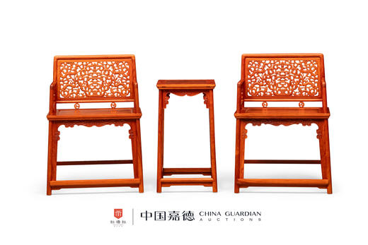 红桥红  家具严选  缅甸花梨（大果紫檀）【螭龙纹 玫瑰椅 三件套】 商品图1