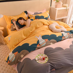 【60支纯棉加厚生态磨毛四件套】升级喷气面料 简约风秋冬三件套 全棉织造 温暖居家好物 在被窝沐浴阳光