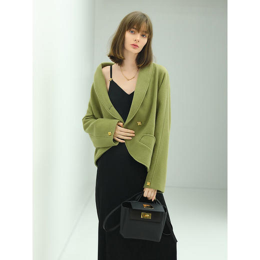 COCOBELLA气质重工金属扣毛呢大衣女气质短款外套WL906 商品图1