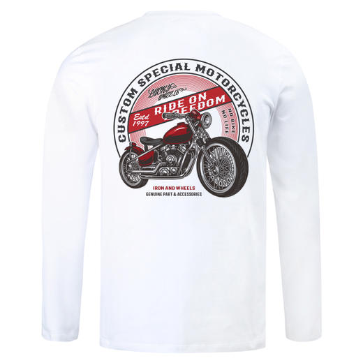 自由基地秋冬机车图案长袖印花T恤衫弹力棉打底衣男装个性潮流款 NMT-1887 商品图5