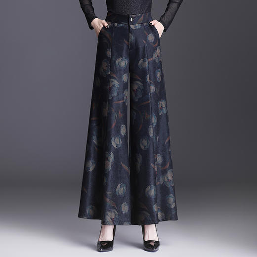 2022新款阔腿裤女秋冬高腰垂感喇叭大脚黑色显瘦长裤裙子 AL2705 商品图1