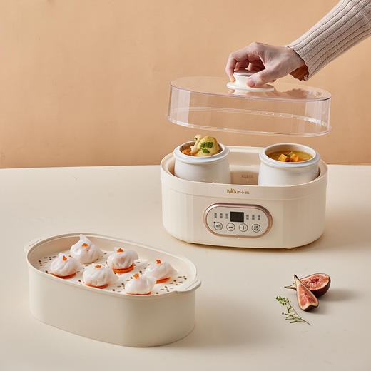 【小程序】小熊电炖锅陶瓷电炖盅隔水炖煲汤锅bb煲煲粥锅燕窝炖盅 DDZ-C10V1 米黄色 带蒸笼 商品图8