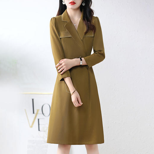 2022秋装气质风衣裙淑女减龄经典款显瘦长袖时尚连衣裙HR-ZRX6013 商品图0