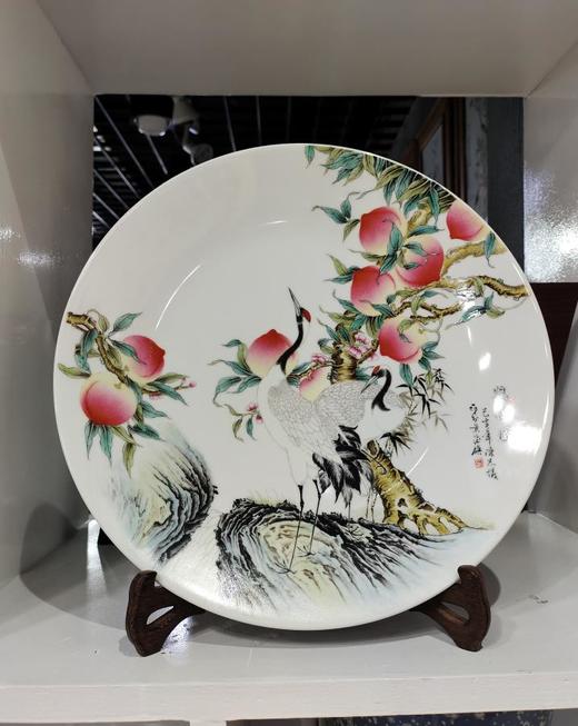 粉彩花鸟赏盘【鹤寿图】 商品图0