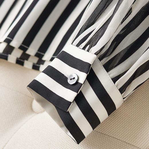 2022秋装新款衬衫女长袖条纹系带优雅女士衬衣雪纺衫DB-A1871 商品图4