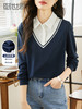 【59元福袋不支持退换】熙世界秋装新款学院文艺风衬衫翻领上衣拼接长袖假两件卫衣女 商品缩略图0