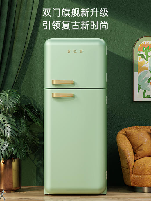 HCK哈士奇BC-253RS 双门复古冰箱进口家用客厅小型大容量高颜值 商品图0