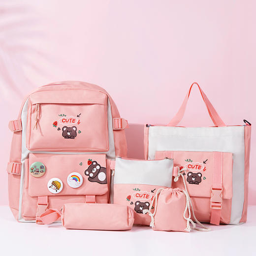 【开学季】【时尚背包】多件套书包套装 防泼水帆布 不易脏 男女可背 高性价比 商品图0