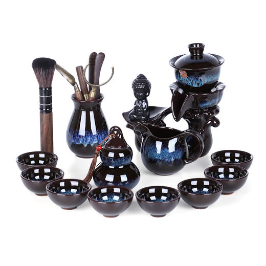 【自动泡茶具】沙金釉自动茶具 家用懒人茶具套装泡茶壶 商品图4