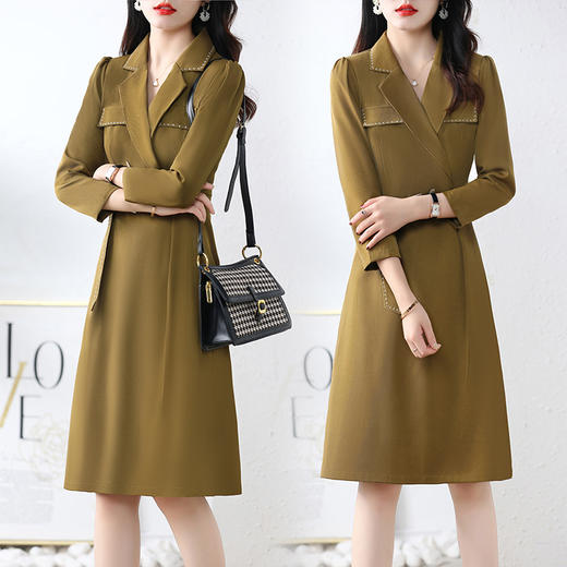 2022秋装气质风衣裙淑女减龄经典款显瘦长袖时尚连衣裙HR-ZRX6013 商品图4