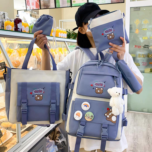 【开学季】【时尚背包】多件套书包套装 防泼水帆布 不易脏 男女可背 高性价比 商品图3