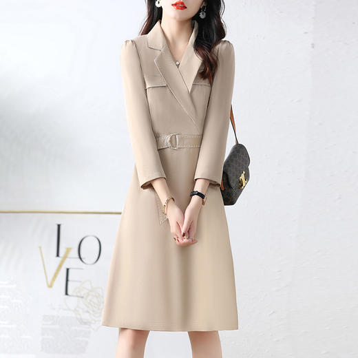 2022秋装气质风衣裙淑女减龄经典款显瘦长袖时尚连衣裙HR-ZRX6013 商品图1