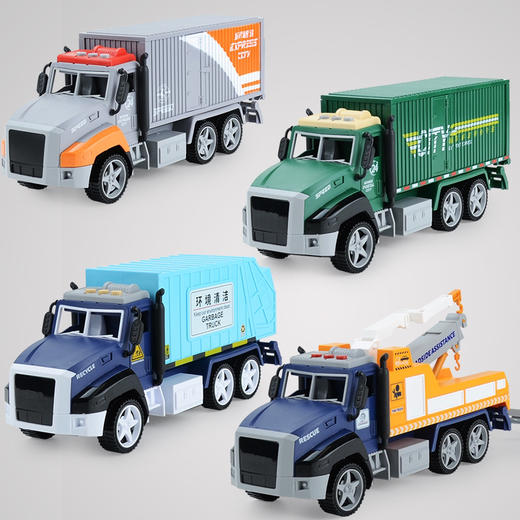 【博乐里】YZ789 灯光音乐故事车 儿童仿真惯性工程车模型套装 城市环卫消防车 会讲故事的玩具车 商品图1