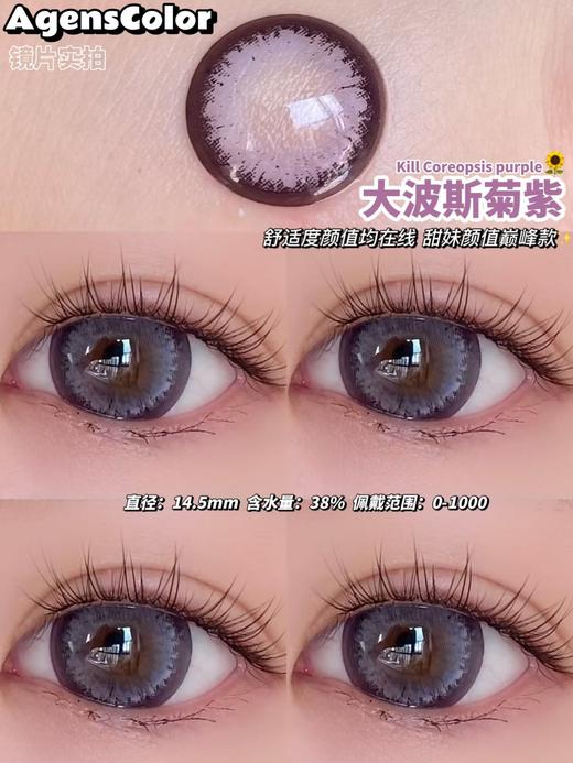 Agenscolor AG波斯菊紫 美瞳年抛直径14.5mm着色14.4mm 商品图5