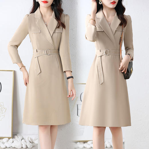 2022秋装气质风衣裙淑女减龄经典款显瘦长袖时尚连衣裙HR-ZRX6013 商品图6