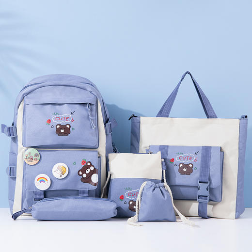 【开学季】【时尚背包】多件套书包套装 防泼水帆布 不易脏 男女可背 高性价比 商品图2