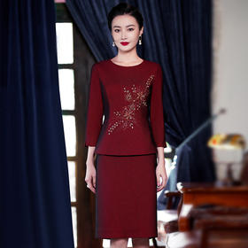 MLY-60889秋季新款年轻款喜婆婆婚宴装结婚礼服红色套装