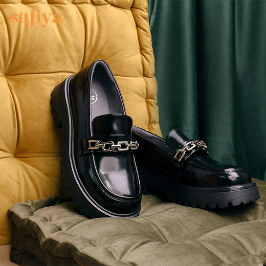 Safiya/索菲娅 奶趣娃娃鞋头2022秋季新款甜酷学院风松糕厚底百搭增高小皮鞋 SF23112091 商品图7