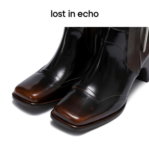 【下架】lost in echo 设计师品牌 侧拉链装饰方头切尔西短靴女春秋单靴（转淘宝） 商品图3