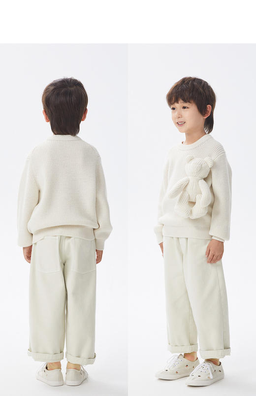 江南布衣童  22年秋款  小熊玩偶长袖套头毛衫  1M9310190 商品图9