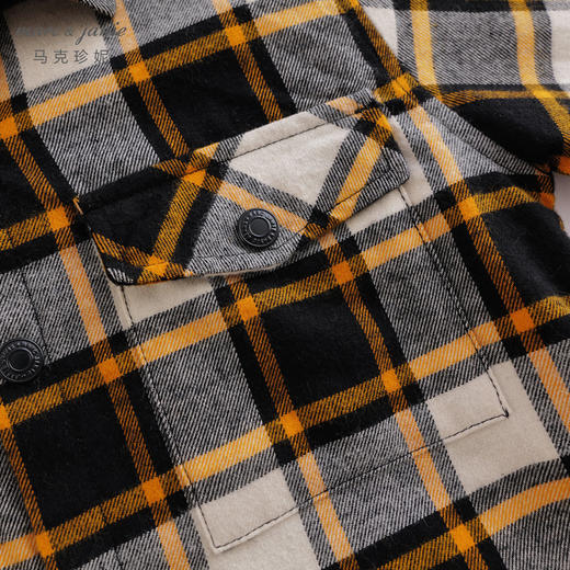 马克珍妮秋装新款 男童大口袋纯棉格子衬衫 儿童衬衣221311 商品图4