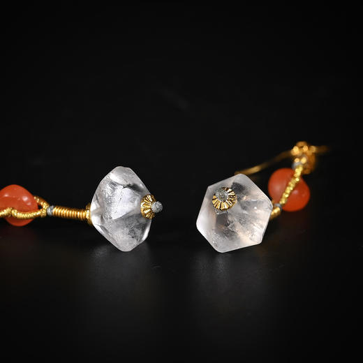 西亚高古白水晶+红玛瑙耳环 商品图4